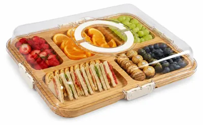 Productafbeelding van Draagbare Snijplank met Deksel voor Kaas en Snacks