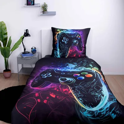 Produktbild von HERDING Young Collection Bettwäsche-Set ‘Gaming’ – 135×200 cm, Mikrofaser, Deckenbezug im Lieferumfang enthalten, Kissenbezug enthalten