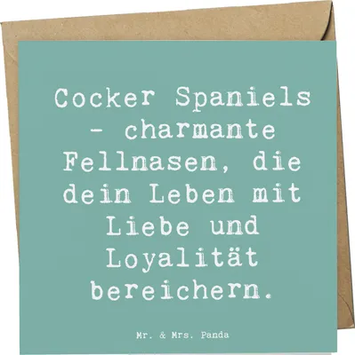 Produktbild von Mr. & Mrs. Panda Glückwunschkarte Spruch Cocker Spaniel Liebe - Meeresbrise - Geschenk, glückliche Momente, anlasskarte, bedingungslose Zuneigung, Hunderasse, doppelkarte