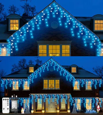 Eiszapfen-Lichterkette 17,5 m, 460 LEDs, Blau-Weiß, Fernbedienung