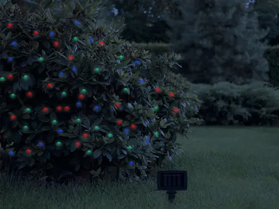 Produktbild von LED Solar Lichterkette Weihnachtsbaumbeleuchtung Außen RGB für Garten, 12 Meter