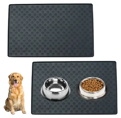Produktbild von STUNQ® Silikonmatte für Haustiere 60x40 cm, Futtermatte für Hunde und Katzen mit Überlaufschutz, wasserdichte Futterunterlage