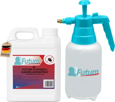 Produktbild von FUTUM 2 Liter + Sprüher Schaben-Spray | biozidfreies Kakerlaken-Mittel | auf Wasserbasis gegen Kakerlaken, Schaben, Larven & Eier