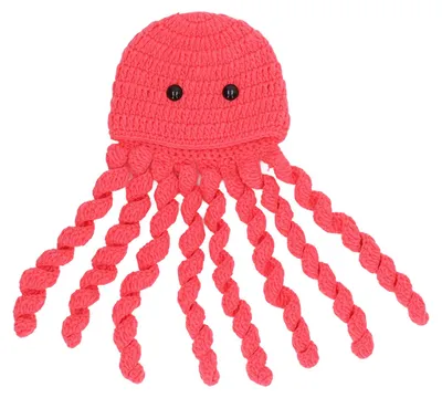 Produktbild von Baby-Fotografie-Mütze, handgefertigt, niedliches lustiges Oktopus-Tier, gestrickt für Foto-Requisite, tägliches Tragen, Wassermelonenrot