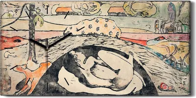 Produktbild von Dekor Leinwand Uhr Wandbilder 60x30 Malerei Abstrakte Kunst Tiere Eingeborene - schwarze Hände