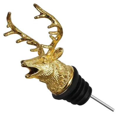 Hertenkopf Weinflasche mit Ausgießer, Gold, 12 cm