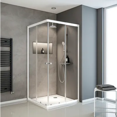 Produktbild von Eckeinstieg SCHULTE Sunny ExpressPlus 75 - 90 cm Profilfarbe weiß Klarglas