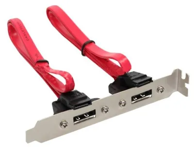 Zdjęcie produktu dla DeLOCK Slotbracket 2x internal SATA > 2x eSATA external, eSATA, 2 x SATA 7-pin