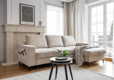 Produktbild von MIUFORM Lofty Lilly - Ecksofa mit Bettfunktion und Bettkasten L-FORM RECHTS - 236x148cm - Beige - Sofa Schlafsofa Couch