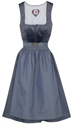 Produktbild von Elli 2-teiliges Midi-Dirndl Kleid Dirndl Trachtenkleid Rocklänge 70cm, Farbe:Blau, Größe:38/M