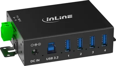 Immagine prodotto di Hub industriale InLine® USB 3.2 Gen.1, 4 porte, alloggiamento in alluminio, con alimentatore