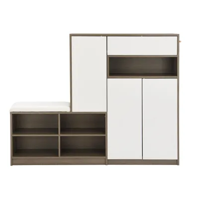 Produktbild von Merax Schuhschrank mit 3 Tür, Schubladen, Offene Fächer, Schuhkipper, Schuhkommode, Schuhablage, Schuhregal für 15–20 Paar Schuhe, Weiß