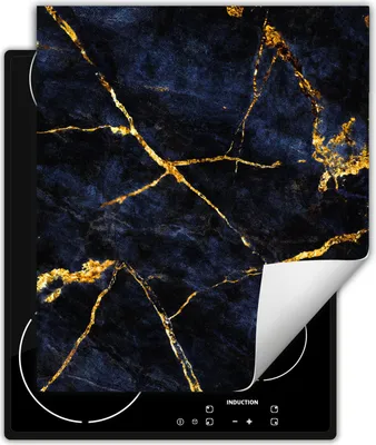Produktbild von DarHaus Herdabdeckplatte 45x52 cm Anti Rutsch Matte Aufrollbar, gold - Marmor