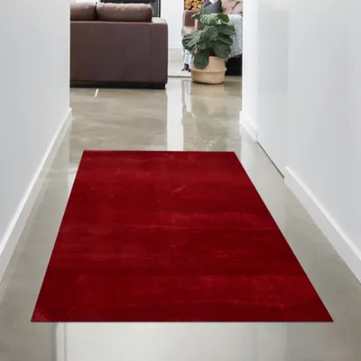 Immagine prodotto di Tappeto Shaggy a pelo alto lavabile antiscivolo rosso dimensioni - 80 x 150 cm