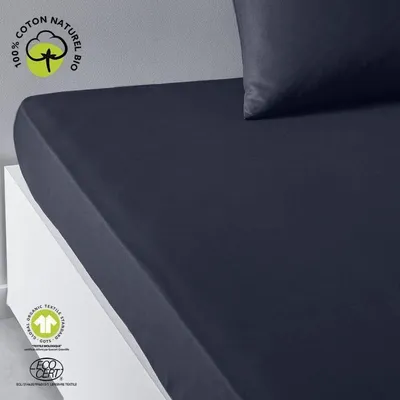 Zdjęcie produktu dla Spannbettlaken - TODAY - 180 x 200 cm + 30 cm - Baumwolle - Bio Navy