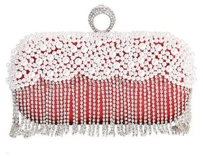 Produktbild von Elegante Damen Clutch mit Pailletten und Fransen rot