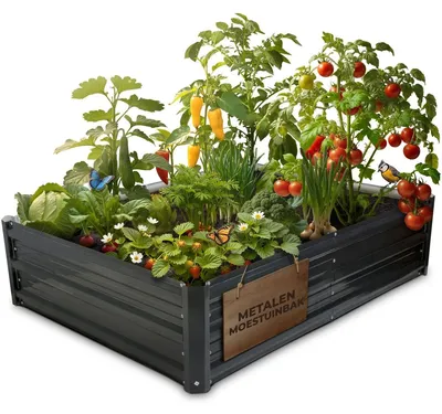 Immagine prodotto di Fioriera rialzata in metallo - Orto rialzato zincato - 120 x 90 x 30 cm - Acciaio zincato - Per verdure, erbe e fiori
