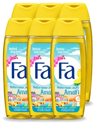 Produktbild von 6 x Fa Douchegel Mediterranean Jewels Amalfi - Orchidee & Citrus - 250 ml - Vorteilspackung - 6 Stücke