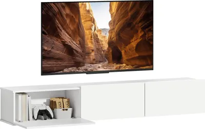 Produktbild von HOMCOM TV Schrank Lowboard hängend 180 cm für Fernseher bis zu 82 Zoll Weiß