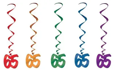 Produktbild von 5 bunte Swirl Girlanden Zahl 65