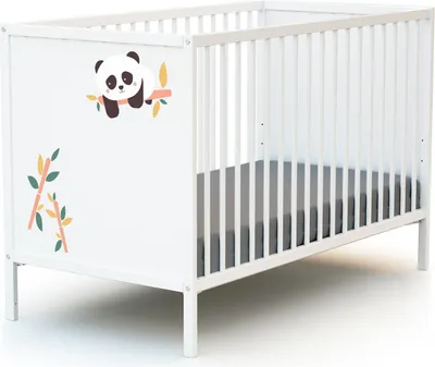 Image de WEBABY - Lit bébé en bois 60 x 120 cm ALBA Panda Blanc