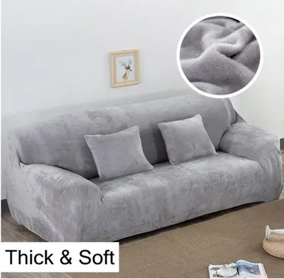Obrázek produktu pro Sametový potah na 2místnou pohovku 145-185 cm, elastický Elastanový potah na pohovku, silný, šedý