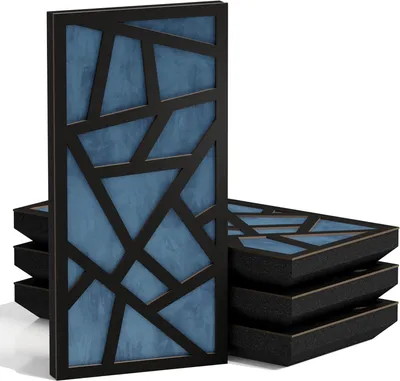 Productafbeelding van Set van 10 smalle akoestische panelen SKYROSS-F, 50x25x5 cm, zwart/blauw