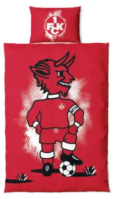 Bettwäsche Teufel/Logo rot 135x200 cm + 80x80 cm Baumwolle