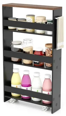 Immagine prodotto di Carrello da cucina JV11161HS, 47,5 x 13 x 80,5 cm, nero/marrone