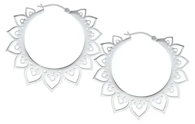 Produktbild von Wildcat Ohrringe - Mandala Hearts Hoops - Silber - Chirurgenstahl 316L - wasserfest, langlebig, hautverträglich, Silber