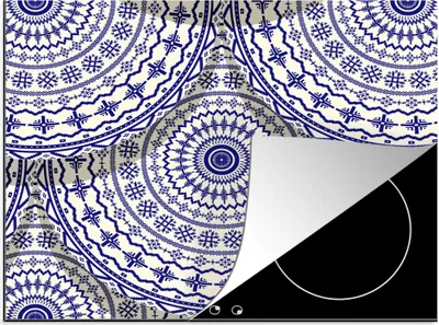 Produktbild von KitchenYeah© Herdabdeckplatte Design - Delfter Blau - Muster , 57x51cm, Küche Deko, Glaskeramikkochfeld Herdabdeckung, Abdeckplatte fùr Kochfeld