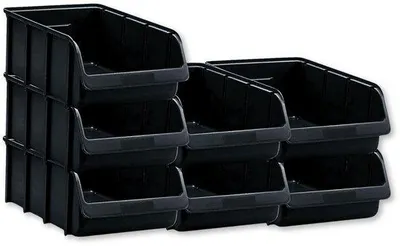 Produktbild von Famanu Aufbewahrungsboxen Set – 7 stapelbare Boxen aus bruchsicherem Polypropylen, schwarz