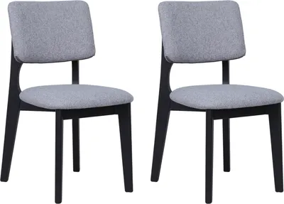Produktbild von byLIVING Esszimmerstuhl 2er Set ELSA / Webstoff grau / Gestell Massivholz schwarz / B 48, H 87, T 54 cm