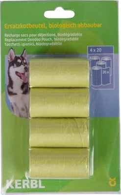 Zdjęcie produktu dla Woreczki na odchody 4 rolki x 20 szt., biodegradowalne, zielone, Kerbl