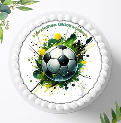 Produktbild von Für die Geburtstags Torte ein Tortenaufleger, Zuckerbild mit dem Motiv: Fußball, Essbares Foto für Torten, Fondant, Ø 20cm, 2072z