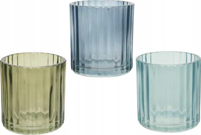 Produktbild von Glas Teelichthalter gerippt transparent 7,3x8cm