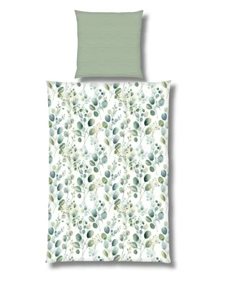 Produktbild von Bettwäsche Eukalyptus Dusty Green 135x200 + 80x80 cm, 2-teilig, ideal als Partnerbettwäsche