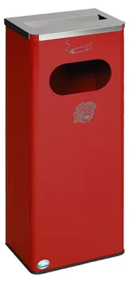 Produktbild von Robuster Kombiascher mit Edelstahl-Abdeckung | HxBxT 76x31x22cm | Verzinkter Stahl | Rot