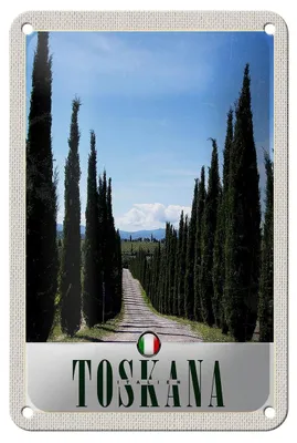 Produktbild von Blechschild Reise 12x18cm Toskana Italien Bäume Wiese Natur Schild