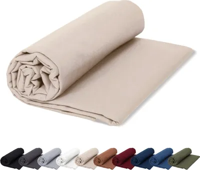 Produktbild von Renforce Bettlaken ohne Gummizug 160x200 cm Haustuch 100% Baumwolle Betttuch Hotel Leintuch, in Farbe: Creme