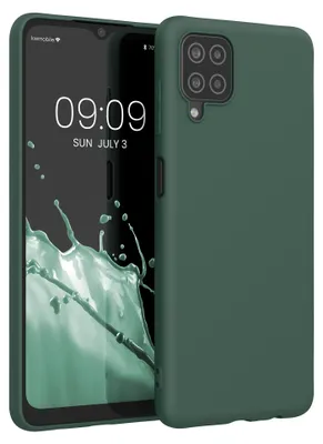 Produktbild von kwmobile Hülle für Samsung Galaxy A12 TPU Case - Handyhülle unterstützt kabelloses Laden, flexible Schutzhülle, gummiertes Cover in Moosgrün