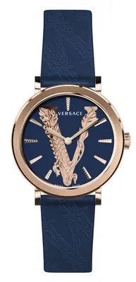 Produktbild von Versace VERI00420 Virtus roségold blau Leder Armband Uhr Damen NEU
