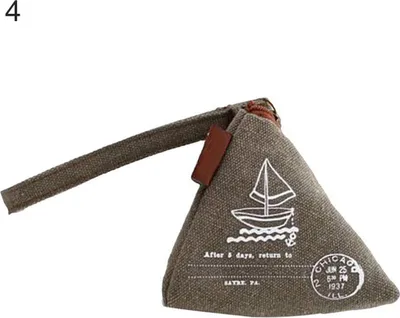 Produktbild von Uni Canvas Kleine Mini Dreieck Geldbörse Geldbörsen Clutch Geldbeutel mit Riemen 1