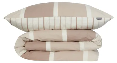 Produktbild von SCHIESSER Bettwäscheset Brody | Gestreift | Feinbiber | 2-teilig | 100% Baumwolle | Kuschelweich | YKK-Reißverschluss | 135x200 cm + 80x80 cm | Taupe