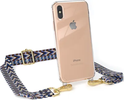 Produktbild von EAZY CASE Handykette - Verstellbarer Trageriemen kompatibel mit Apple iPhone XS Max, Handykordel mit transparenter Silikon-Hülle, Band in Blau
