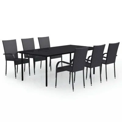 Image de vidaXL Ensemble de jardin 7 pièces noir