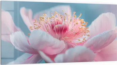 Produktbild von DEQORI Küchenrückwand Glas 100x50 cm 'Pfingstrosenpoesie' Spritzschutz Bad Rückwand Küche