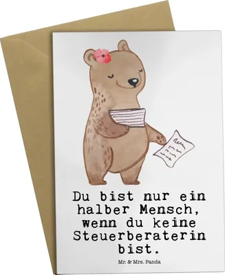 Produktbild von Mr. & Mrs. Panda Grußkarte Steuerberaterin Herz - Weiß - Geschenk, einladungskarten, osterkarte, Grußkarten, hochzeitskarten, weihnachtskarten