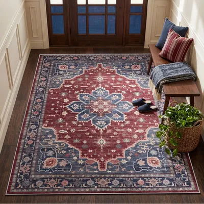 Image de Tapis lavable en machine, dimensions 140 x 200 cm, idéal pour le salon et la chambre