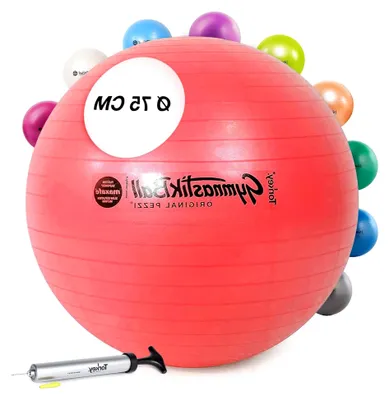 Produktbild von Maxafe Ball 75 cm rot inklusive Original Pezziball-Pumpe Gymnastikball Sitzball